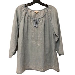 J. Jill Denim Tunic Shirt Embroidered Women’s Size Medium